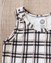 Conjunto Regata e Bermuda Infantil Menino | Stone e Xadrez Plaid