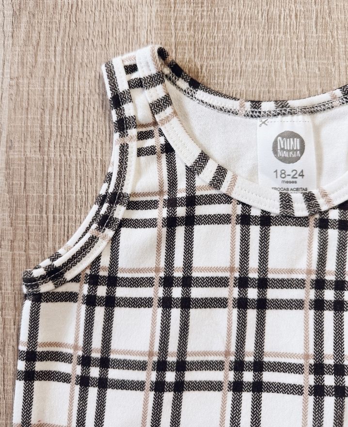 Conjunto Regata e Bermuda Infantil Menino | Stone e Xadrez Plaid