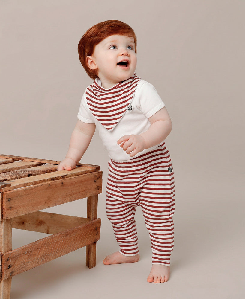 Calça de Bebê Harém Unissex | Listrinhas Vermelho