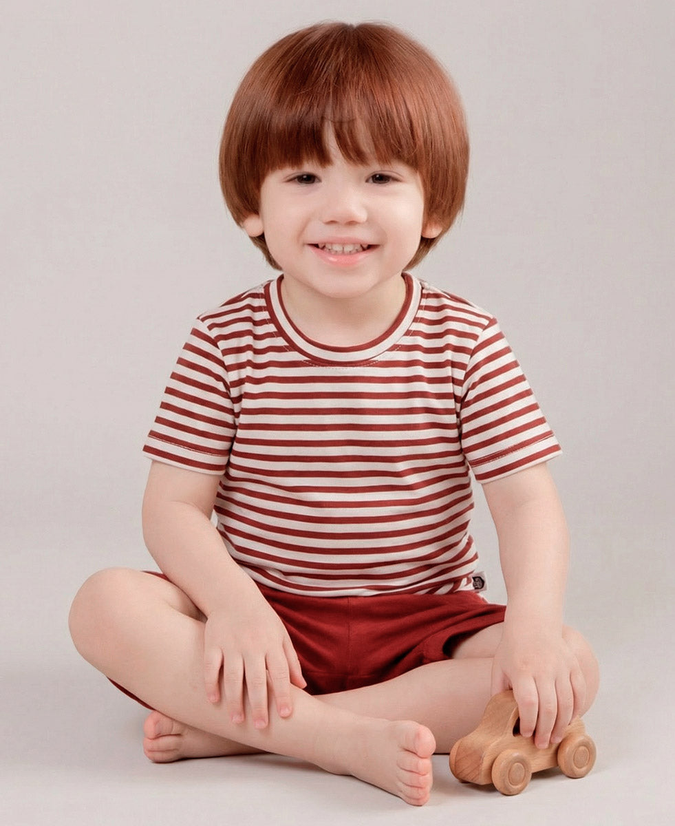 Camiseta Infantil Manga Curta Unissex | Listrinhas Vermelho