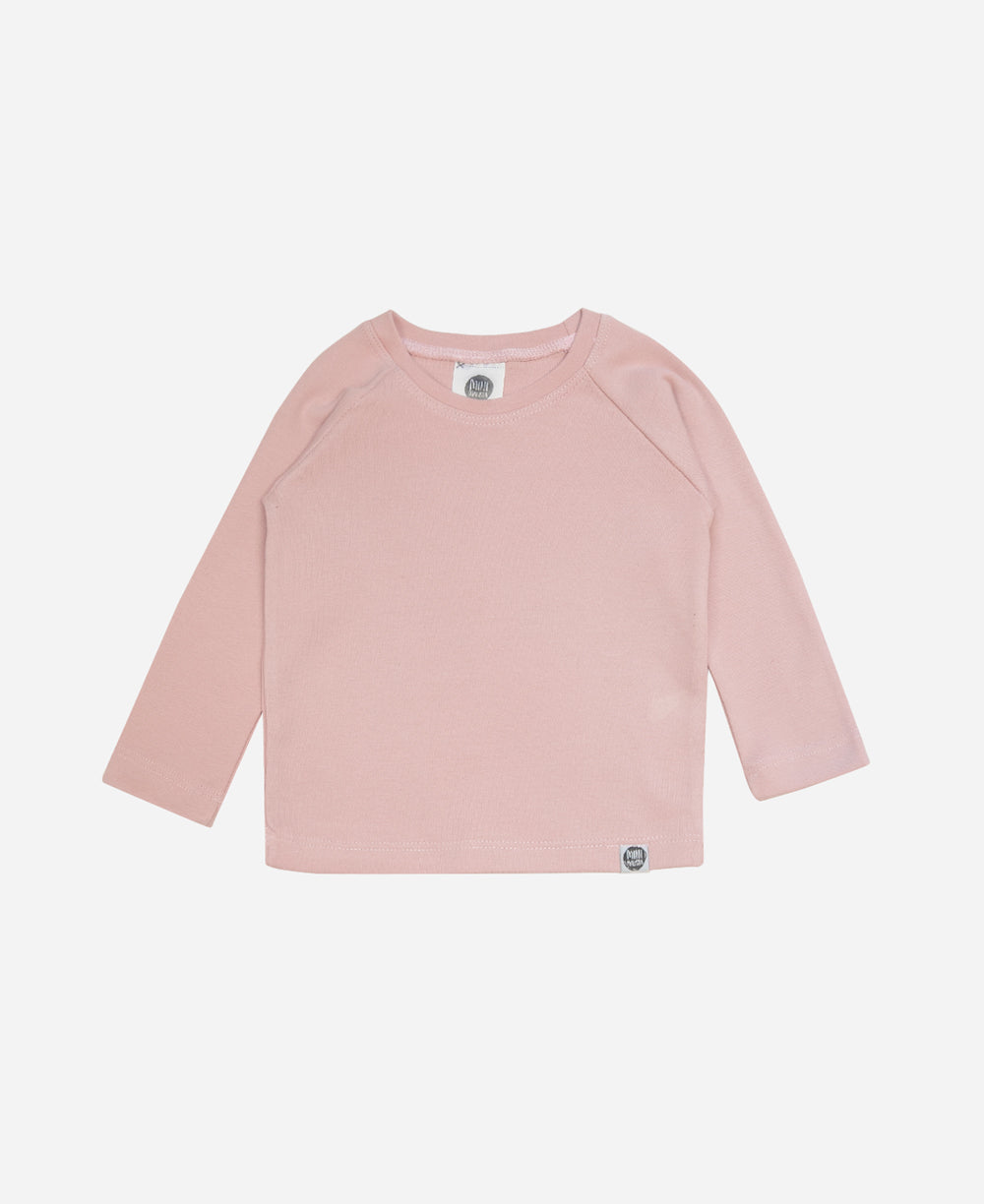 Camiseta Infantil de Inverno Manga Longa Unissex Raglan | Liso Mystic Rose