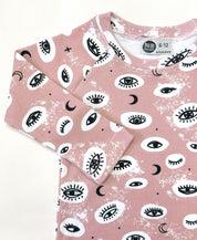 Camiseta Infantil de Inverno Manga Longa Unissex Raglan | Mystic Eyes