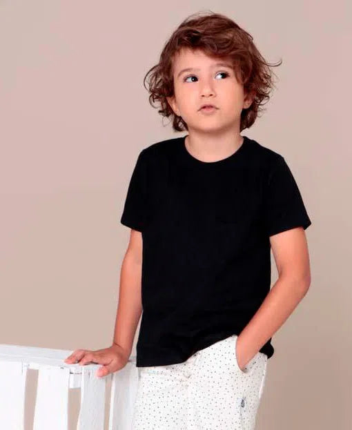 Camiseta Infantil Manga Curta Unissex MiniMalista | Liso Preto