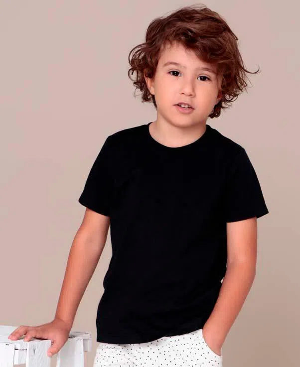 Camiseta Infantil Manga Curta Unissex MiniMalista | Liso Preto