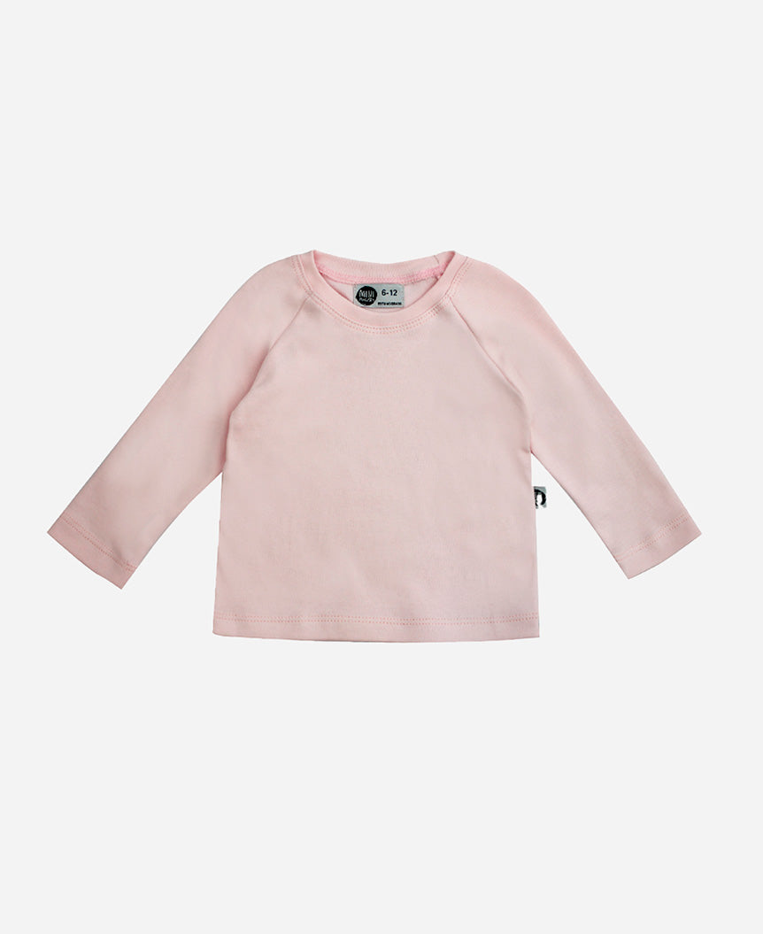 Camiseta Infantil de Inverno Manga Longa Unissex Raglan | Liso Rose Quartzo
