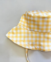 Chapéu Bucket Hat Infantil Unissex Estampado UV50+ | Vichy Amarelo