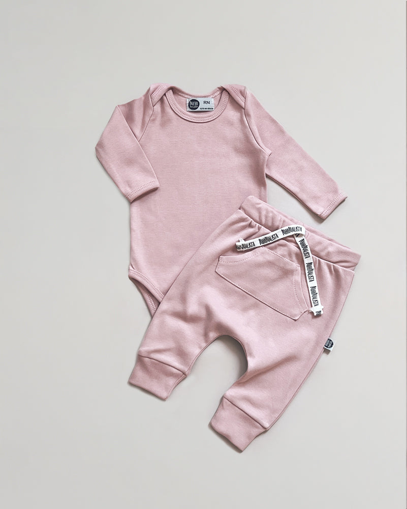 Conjunto Body e Calça Bebê | Liso Mystic Rose