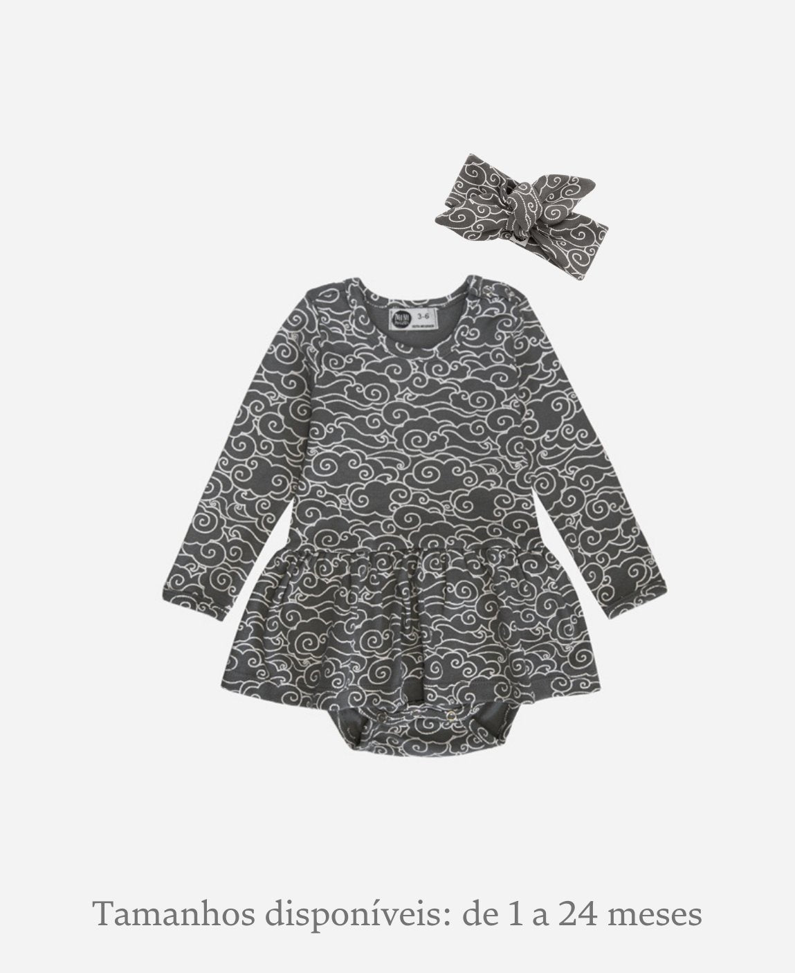 Conjunto Bebê Menina Body-Vestido Inverno + Faixinha | Dreamy