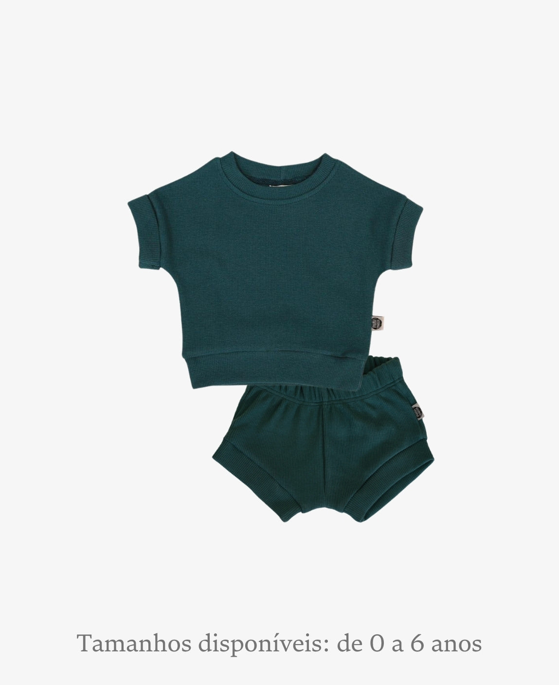 Conjunto Canelado Blusa e Shorts | Liso Deep Green