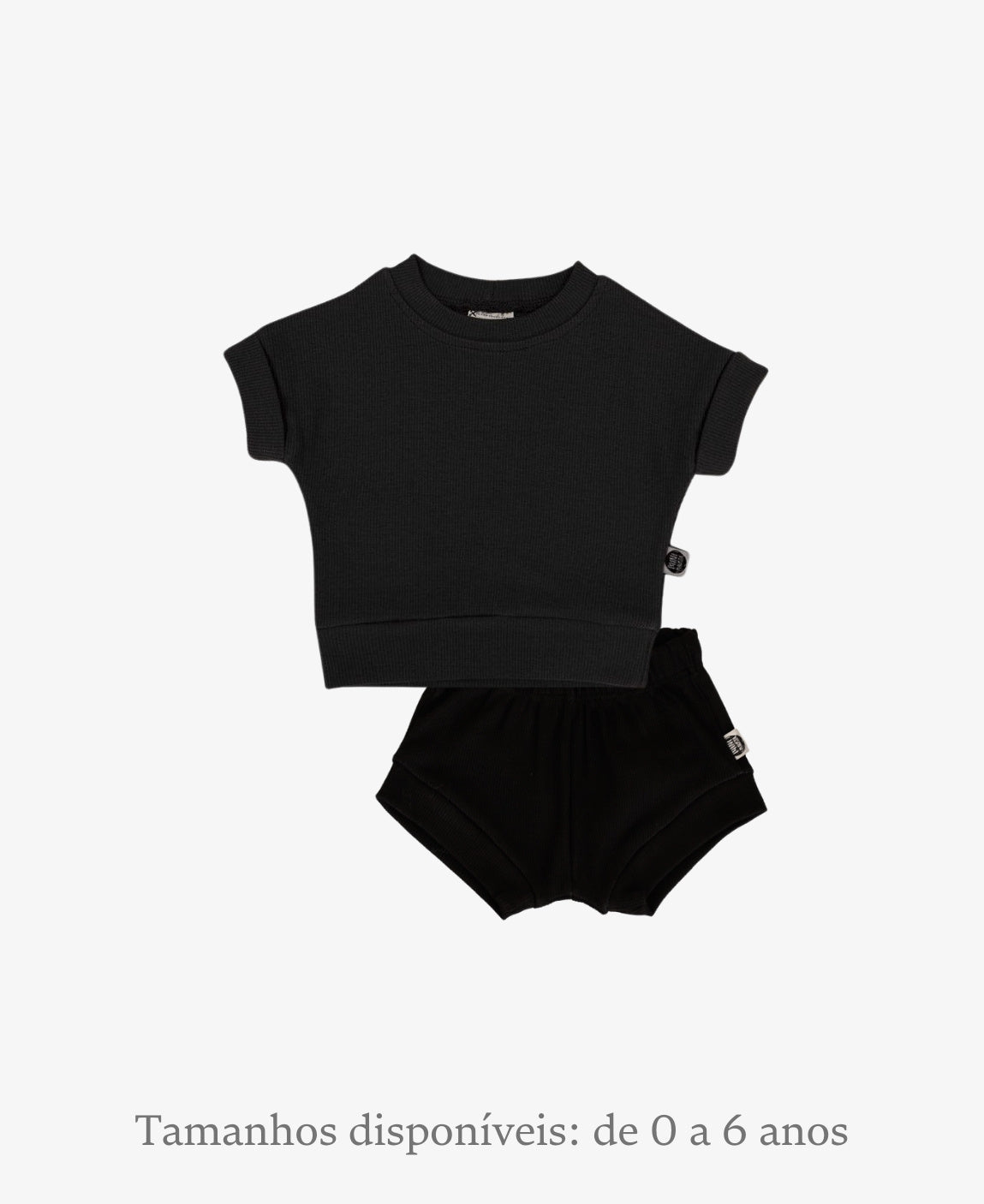 Conjunto Canelado Blusa e Shorts | Liso Preto