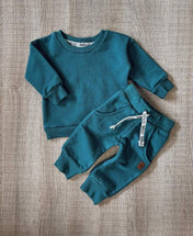 Conjunto de Moletom Infantil Algodão | Liso Deep Green