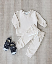 Conjunto de Moletom Infantil Algodão | Liso Beige