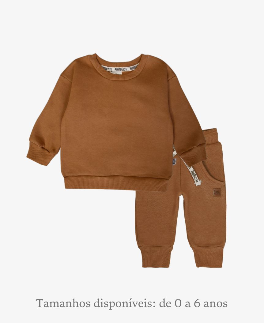 Conjunto de Moletom Infantil Algodão | Liso Ginger