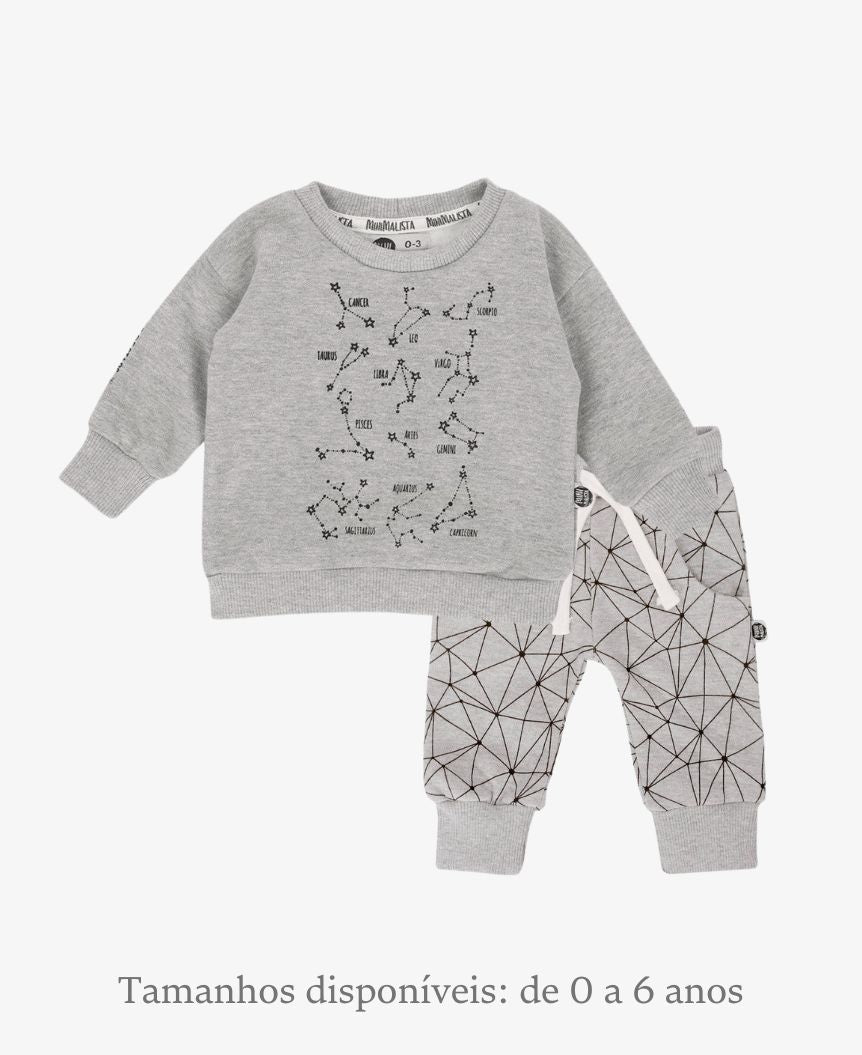 Conjunto de Moletom Infantil Peluciado | Constellation e Sattelite Mescla