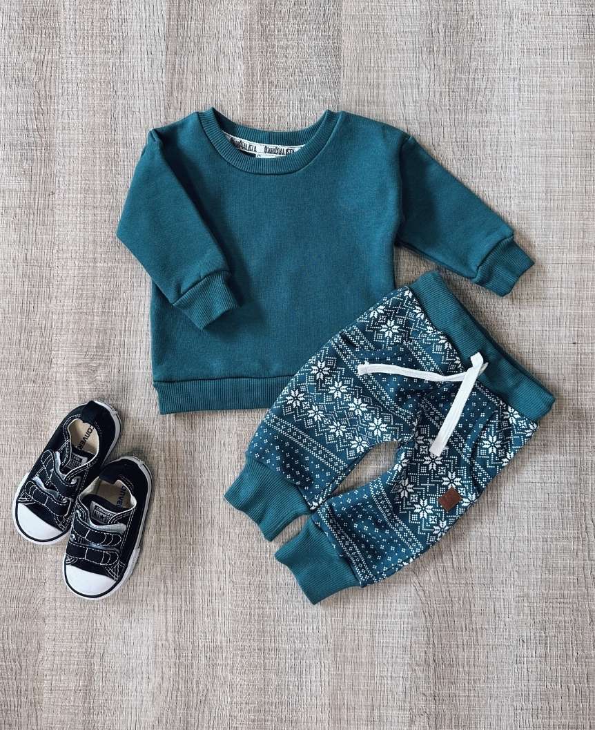 Conjunto de Moletom Infantil Algodão | Sweater e Deep Green