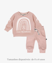 Conjunto de Moletom Infantil Algodão | Trust The Universe Mystic Rose