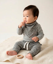 Conjunto Bebê Menino Calça + Body Longo + Babador | Mescla e Dreamy