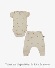 Conjunto Bebê Unissex Baby Bear - Body Manga Curta + Calça Bebê estampa de ursinhos fofos - Coleção Back to Basics - 100% algodão fio egípcio - MiniMalista Baby