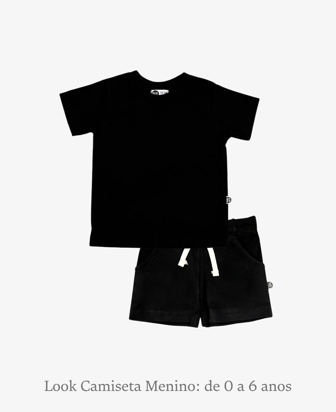 Conjunto Camiseta e Bermuda Infantil Menino | Liso Preto