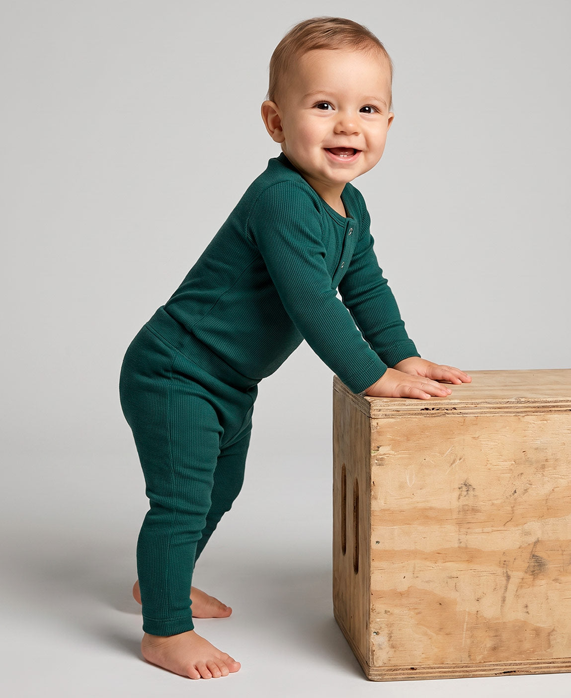Conjunto Body e Calça Canelada Bebê | Liso Deep Green