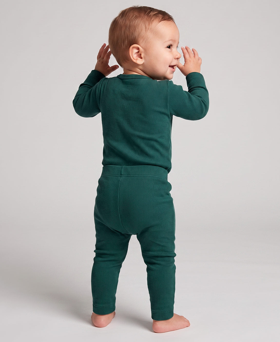 Conjunto Body e Calça Canelada Bebê | Liso Deep Green