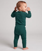 Conjunto Body e Calça Canelada Bebê | Liso Deep Green