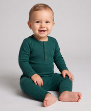 Conjunto Body e Calça Canelada Bebê | Liso Deep Green