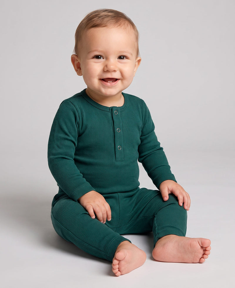 Look coordenado body + calça canelada Liso Deep Green