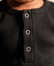 Conjunto Body e Calça Canelada Bebê | Liso Preto