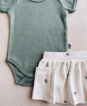 Conjunto Verão Bebê Menina Body e Saia | Sage e Blueberry