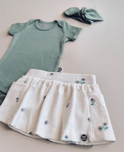 Conjunto Verão Bebê Menina Body e Saia | Sage e Blueberry