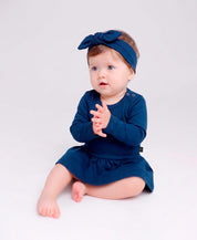 Body-Vestido de Bebê Manga Longa | Liso Azul Sky