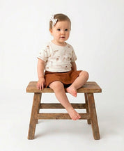 Conjunto Bebê Menina Verão Camiseta + Saia + Laço | Chocolate e Beach