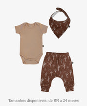 Conjunto Bebê Calça + Body Curto + Babador | Twig e Cinnamon