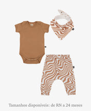Conjunto Bebê Calça + Body Curto + Babador | Swirl e Goldie