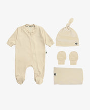 Kit Presente Saída de Maternidade Bebê 4 peças | Liso Sand