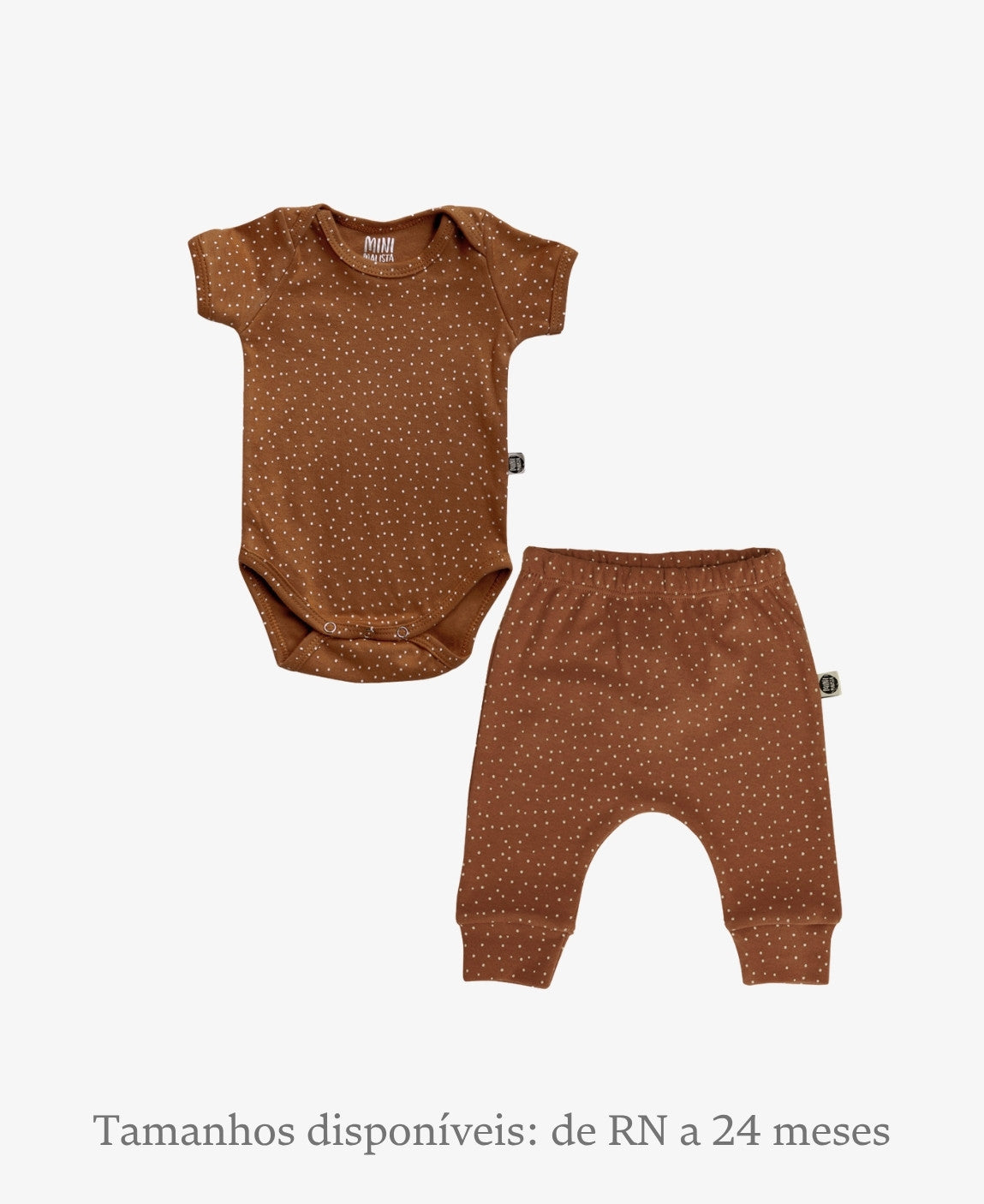 Conjunto Body Manga Curta e Calça Bebê Unissex | Bolinhas Outono