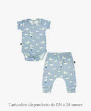 Conjunto Body Manga Curta e Calça Bebê Unissex | Seagulls