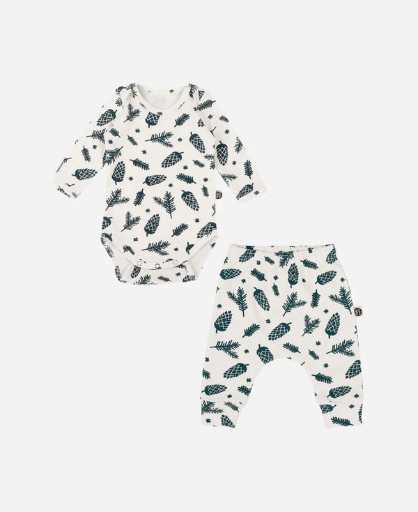 Conjunto Body Manga Longa e Calça Bebê | Pine Cones – MiniMalista Baby
