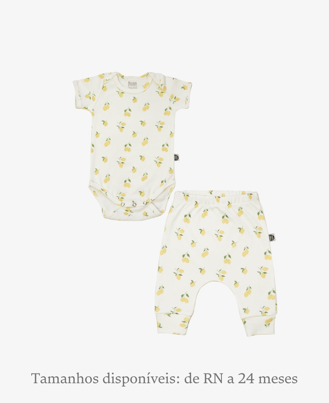 Conjunto Body Manga Curta e Calça Bebê Unissex | Limone