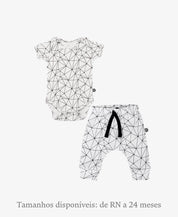 Conjunto Body Manga Curta e Calça Bebê Unissex | Satellite Branco
