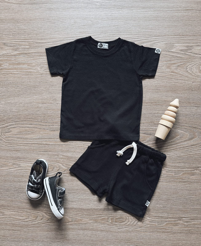 Conjunto Camiseta e Bermuda Verão | Liso Preto