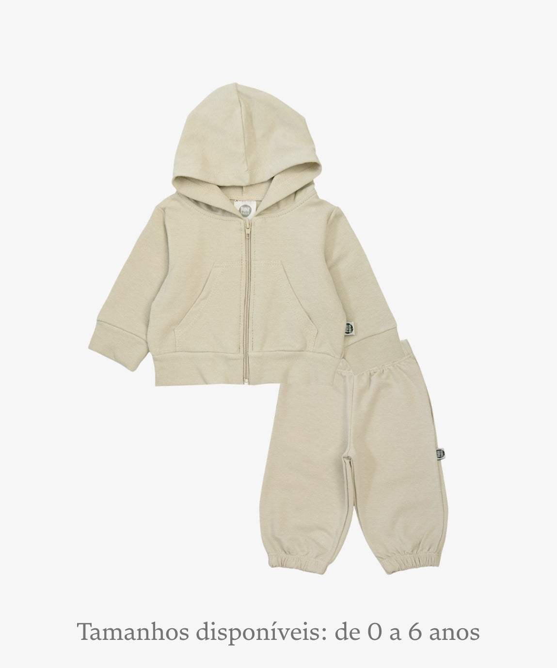 Conjunto Moletinho Leve Unissex Infantil Liso Stone - Casaco com capuz + Calça em algodão com elastano, cinza pedra claro neutro, oversized para meia estação - MiniMalista Baby