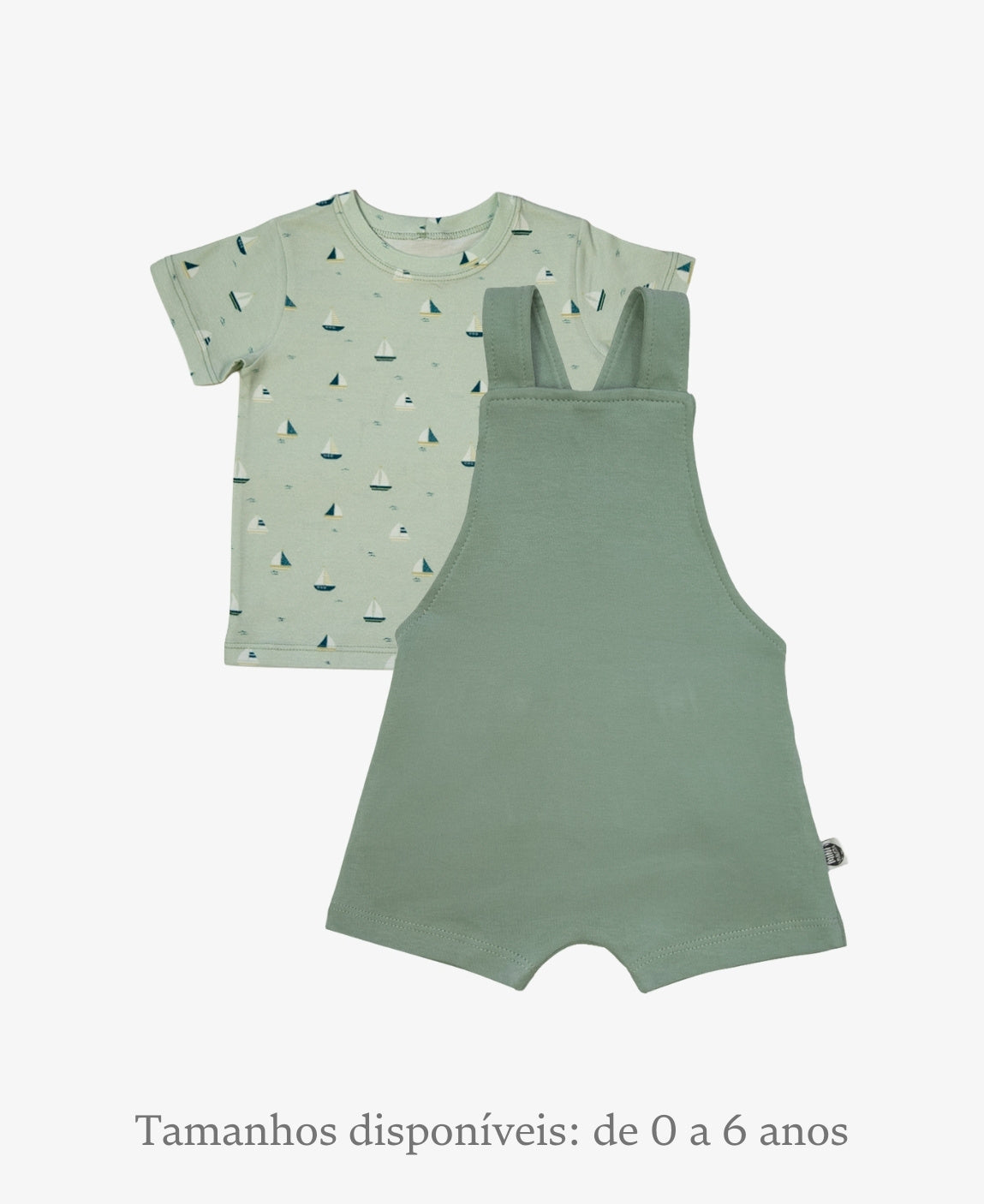 Conjunto Infantil Camiseta + Salopette Verão | Sage e Boats