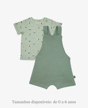 Conjunto Infantil Camiseta + Salopette Verão | Sage e Boats