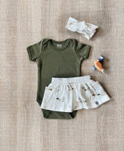 Conjunto Verão Bebê Menina Body e Saia | Jungle Green e Mallard Duck