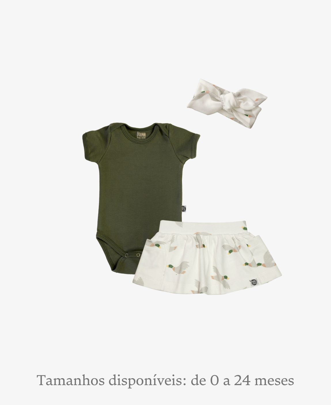 Conjunto Verão Bebê Menina Body e Saia | Jungle Green e Mallard Duck