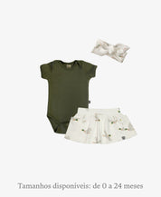 Conjunto Verão Bebê Menina Body e Saia | Jungle Green e Mallard Duck