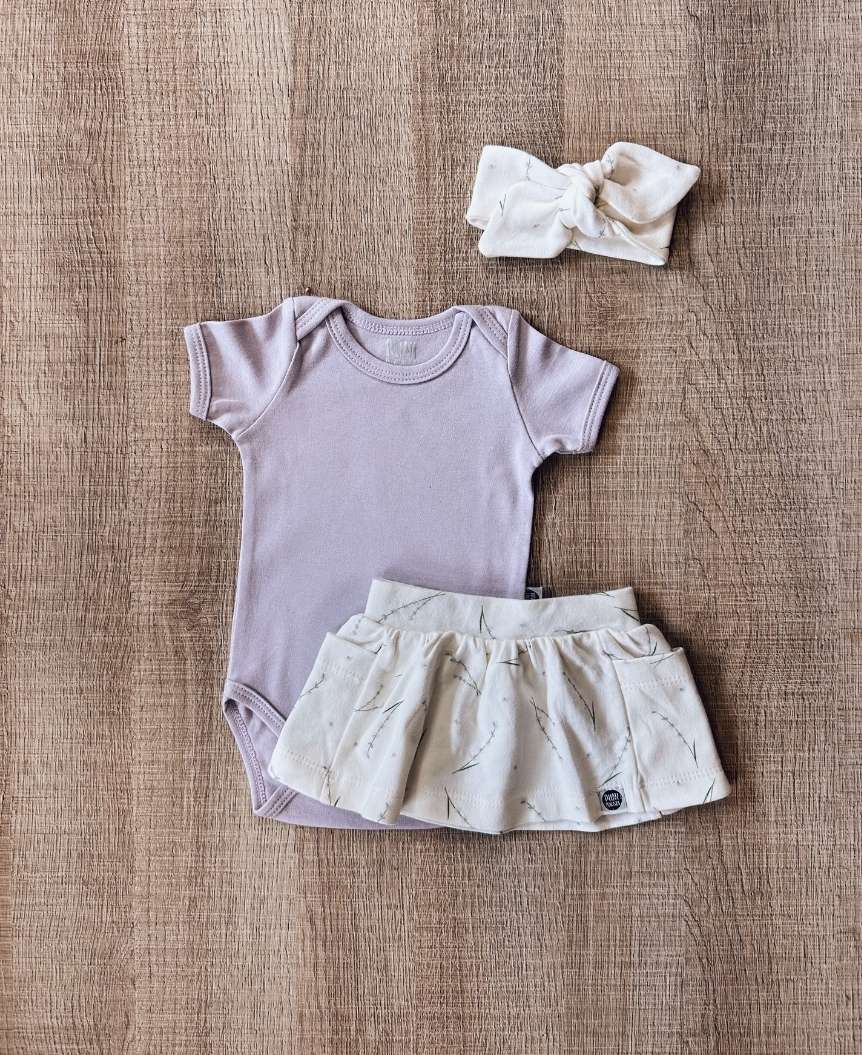 Conjunto Verão Bebê Menina Body e Saia | Lavender e Lilac