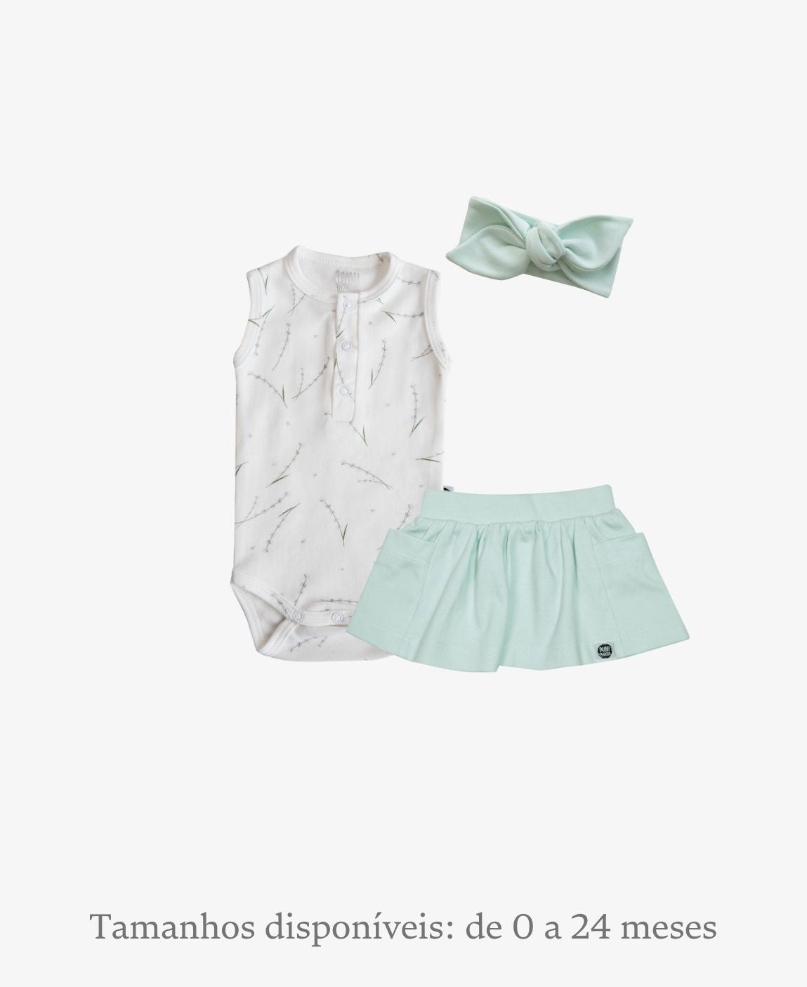 Conjunto Verão Bebê Menina Body e Saia | Lavender e Mint